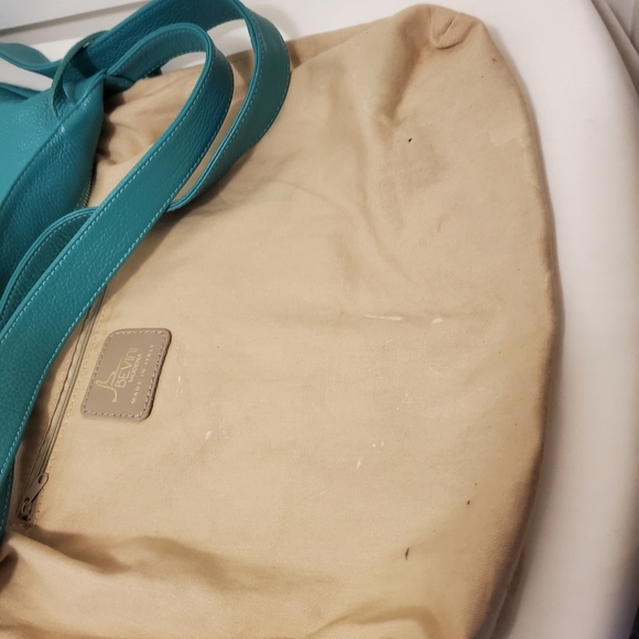 Bevini Teal Green Pebble Grain Made In Italy Hobo Style Shoulder Bag - Picture 13 of 13